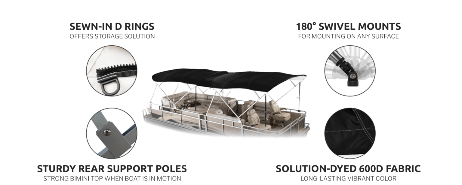 SUMMERSET Premium 4-Bow Bimini Top Replacement Canvas – Marine Grade With UV Protection